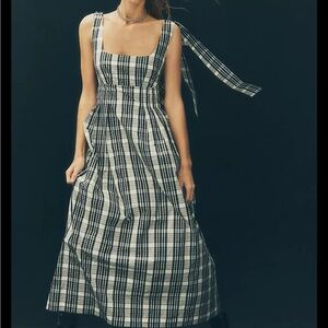 Maeve Black and White Plaid Maxi Dress